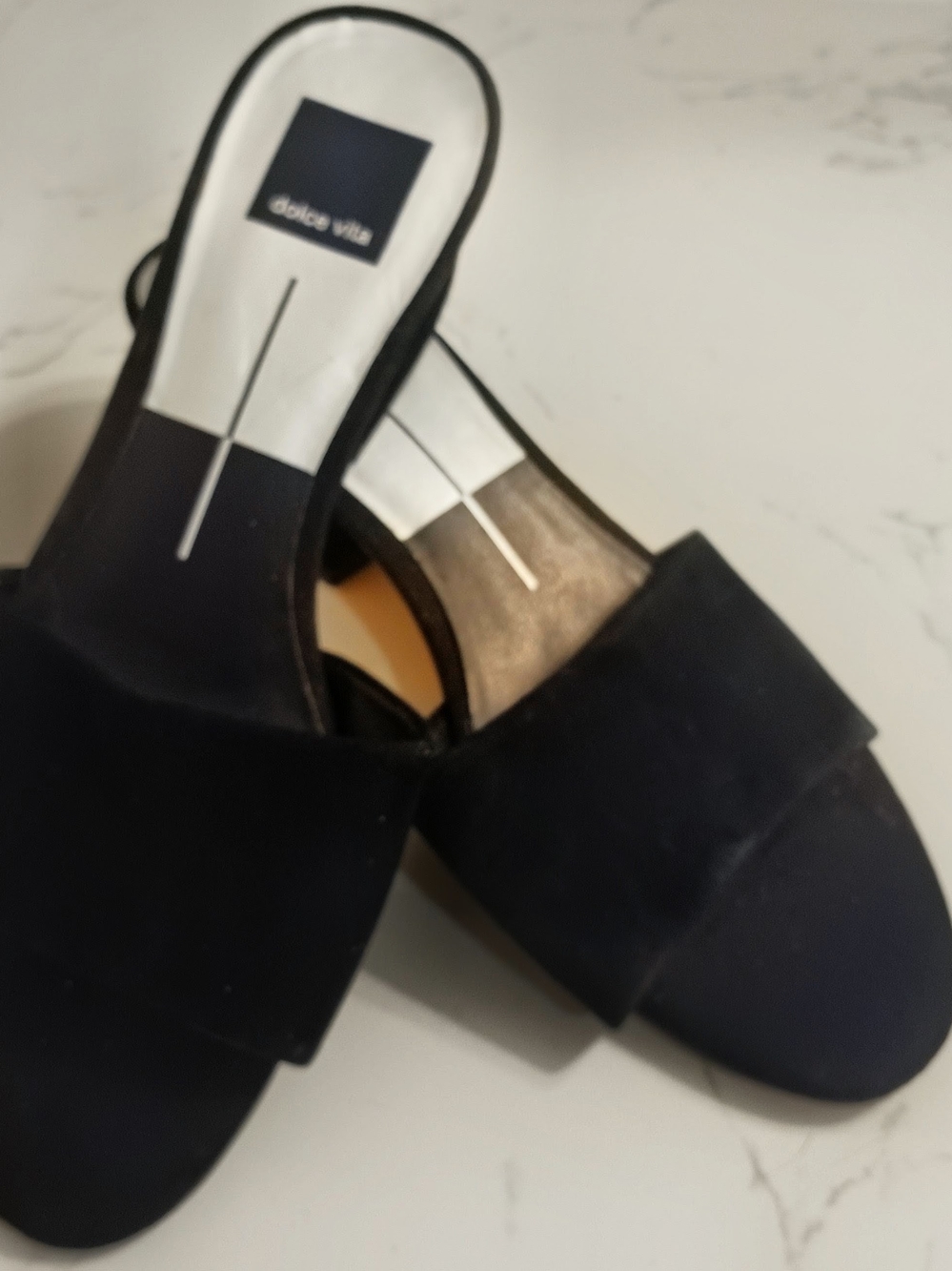 Dolce Vita Black Open-Toe Slip-On Block Heel Mules